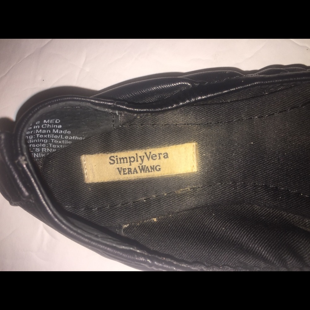 Women’s Vera Wang Black with Gold Cap Toe Ballet Flats Size 6.5 - Picture 9 of 11